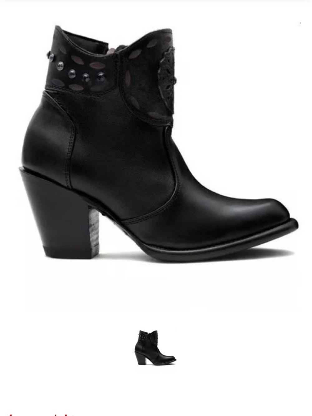 Los Altos Ladies Rhinestone Black Leather Zip Studded Ankle Boots w cutouts